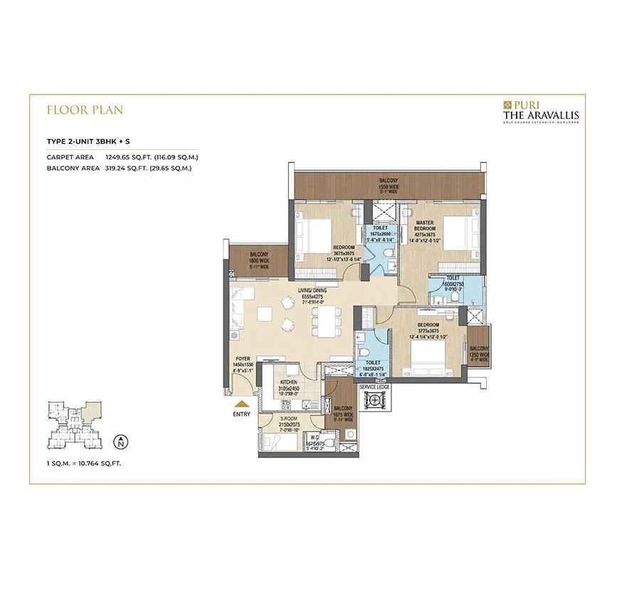 3 BHK Residence Floor Plan